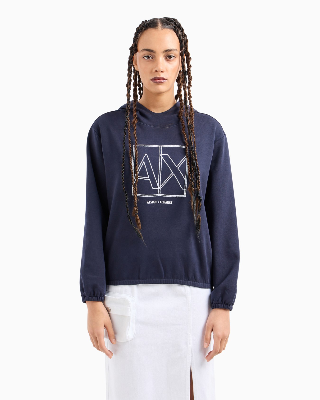 ボックスロゴデザイン　フーデッドスウェットパーカー スライドする 1