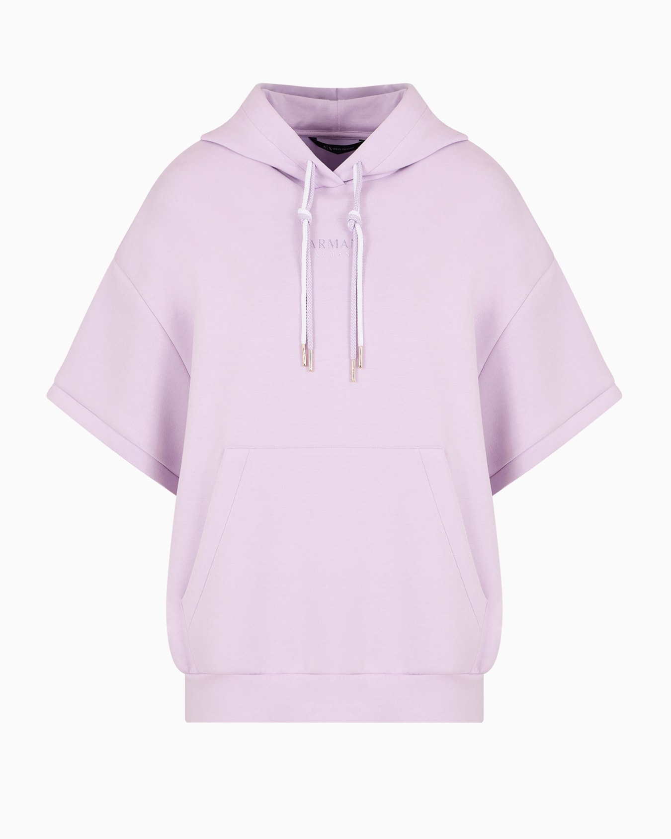 Short-sleeved hooded sweatshirt in scuba fabric Slide 0