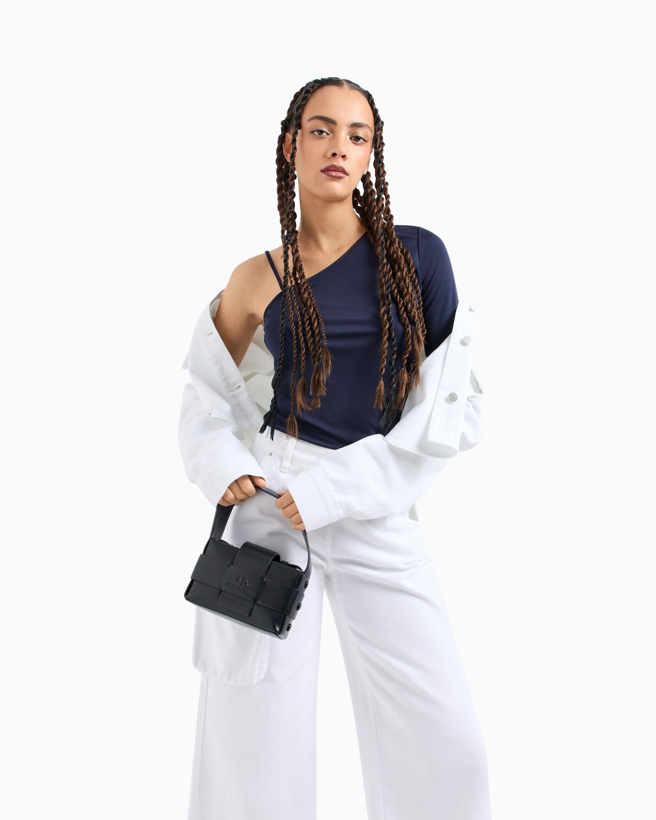 One-shoulder top in draped matte jersey Diapositiva 4