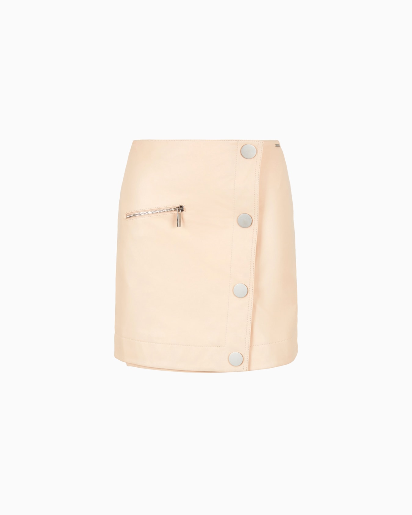 Leather miniskirt with diagonal buttoning Slide 0