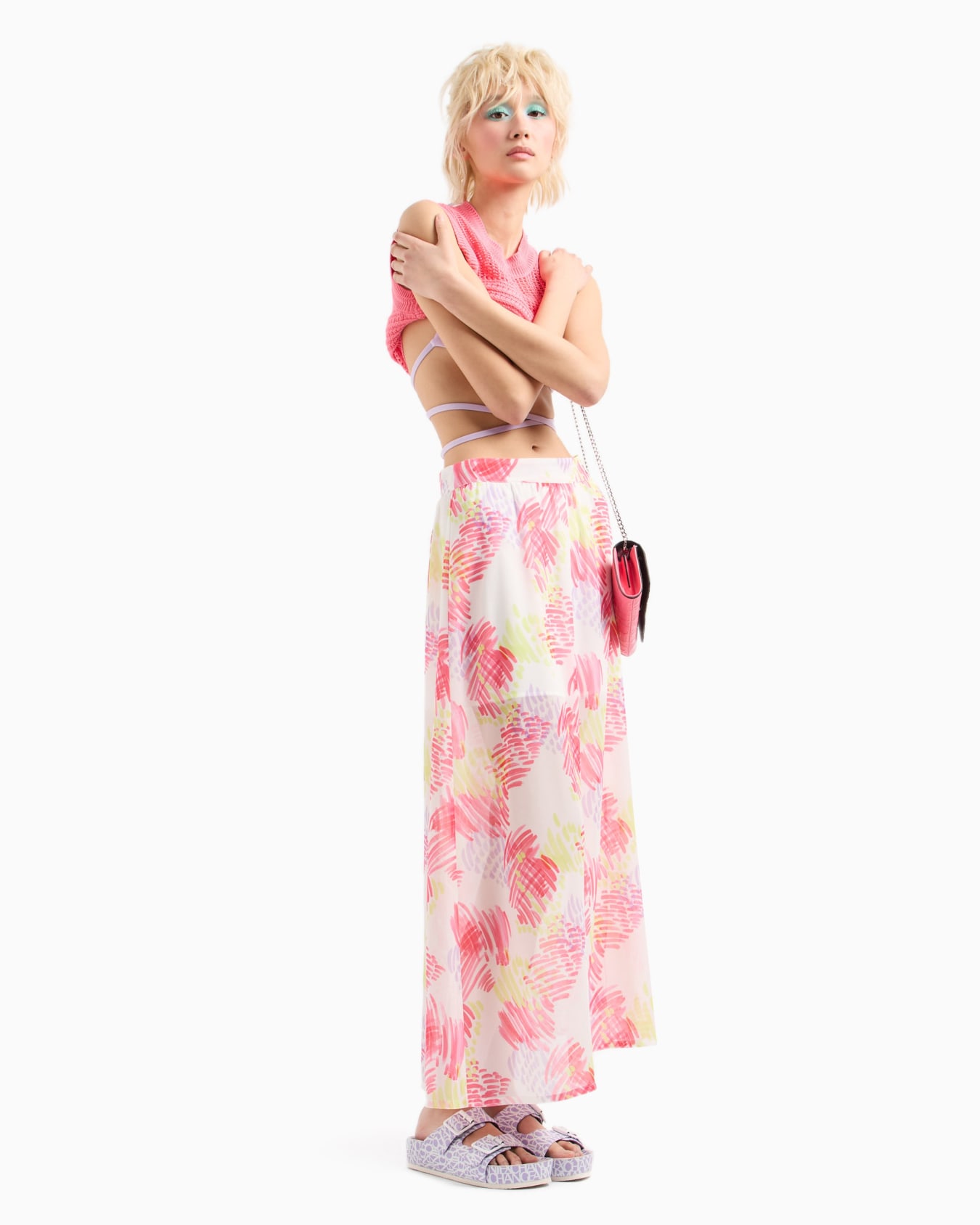 Long skirt in fluid floral fabric Diapositiva 3