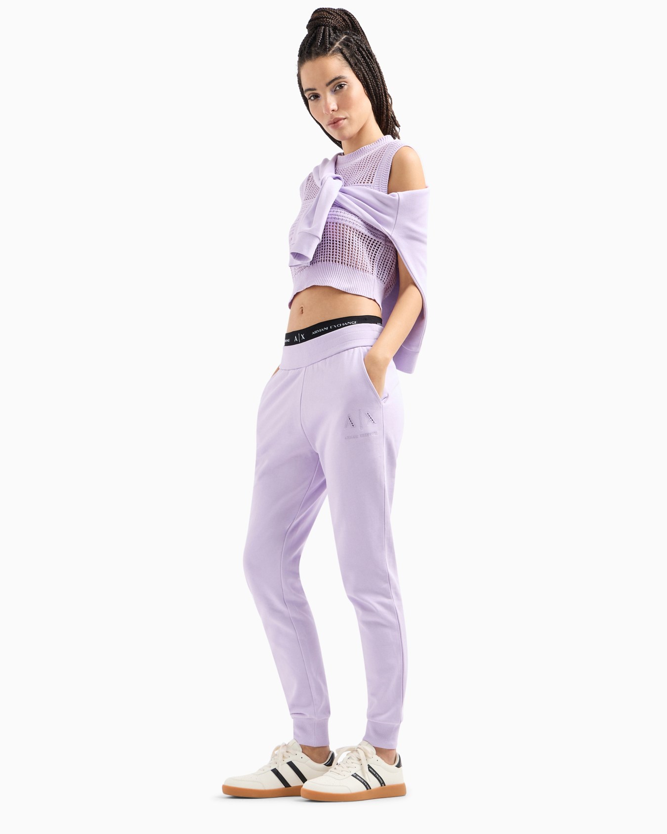 Soft yarn jogger pants with logo Diapositiva 3
