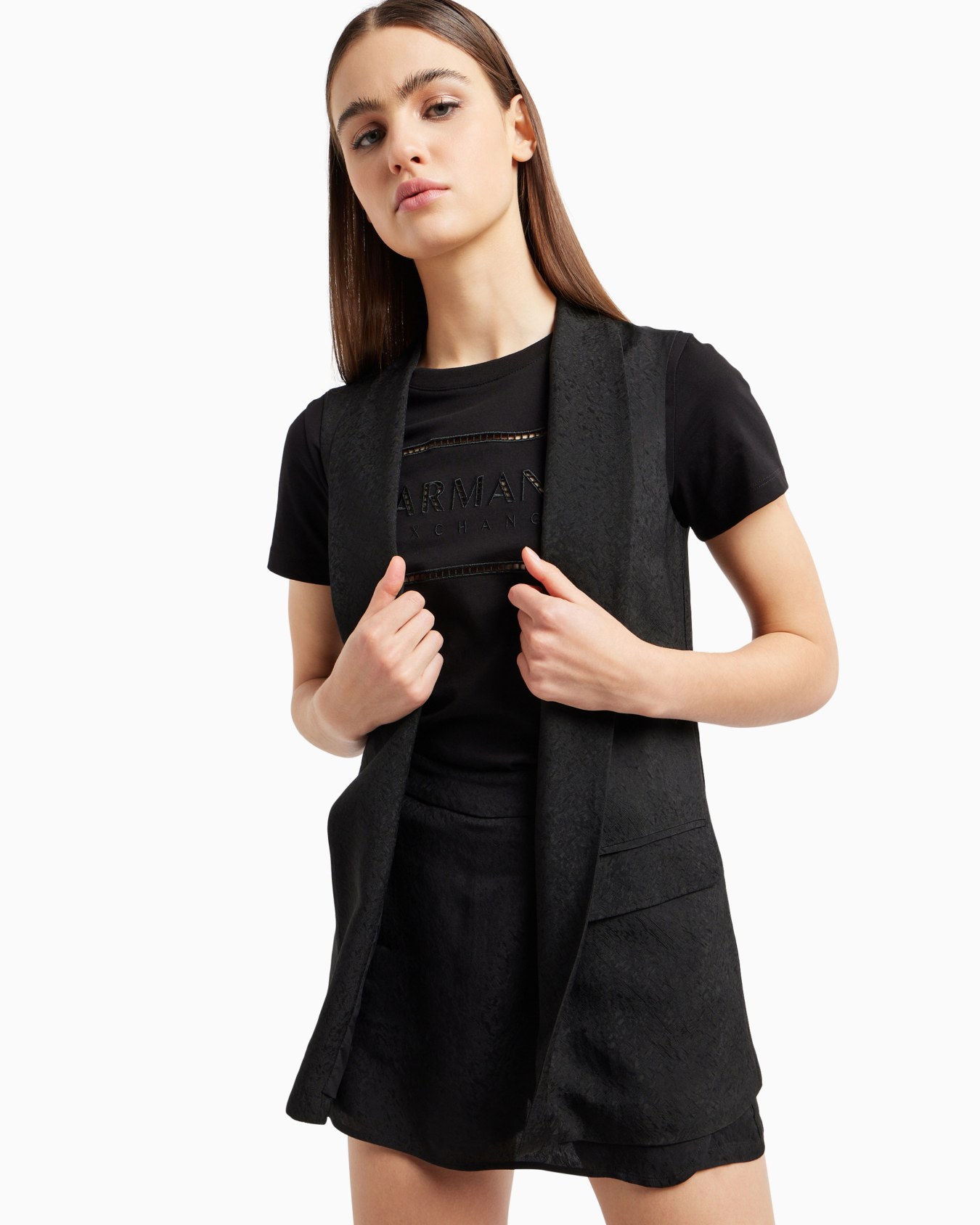 Single-breasted waistcoat in satin jacquard fabric Slide 4