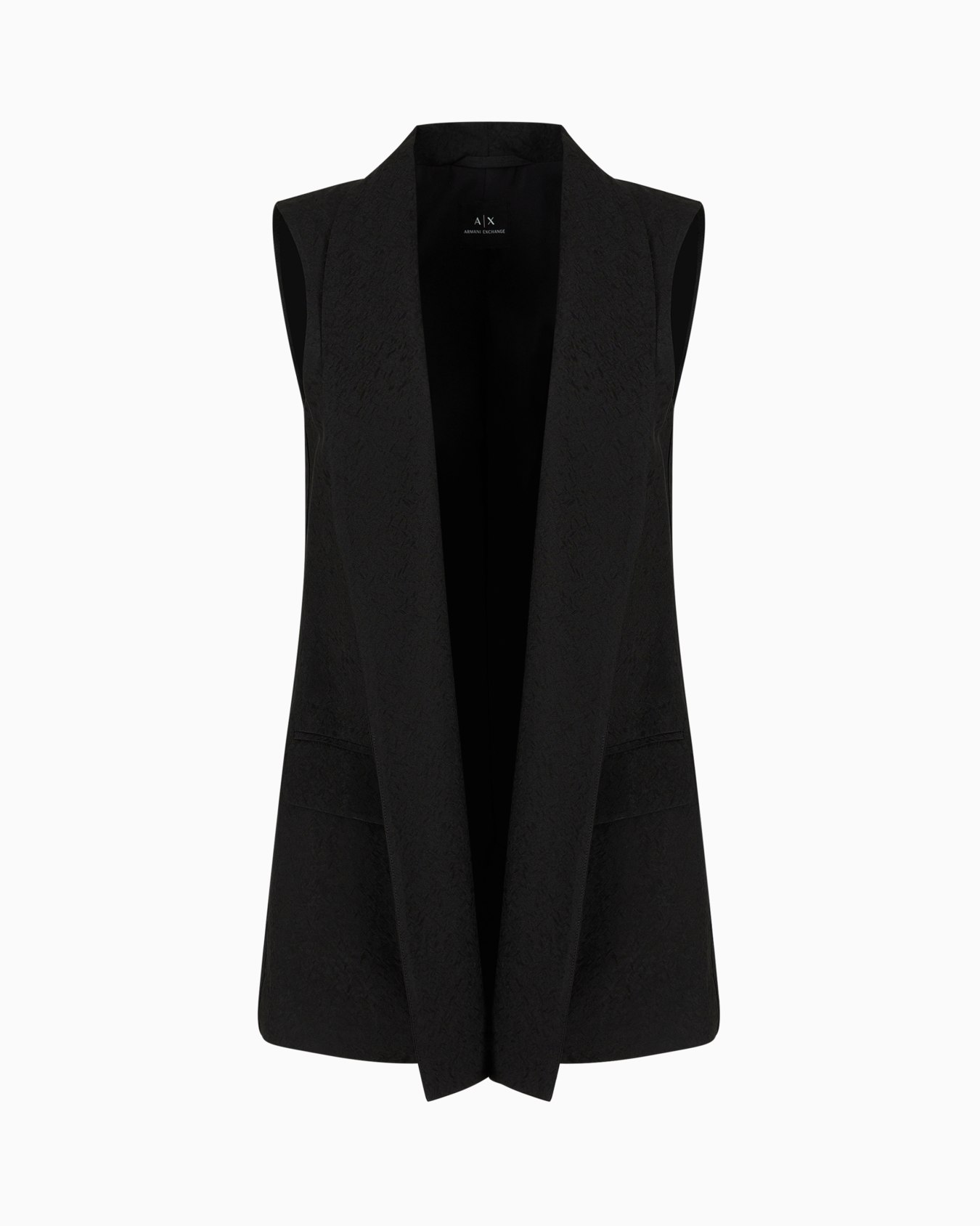 Single-breasted waistcoat in satin jacquard fabric Slide 0
