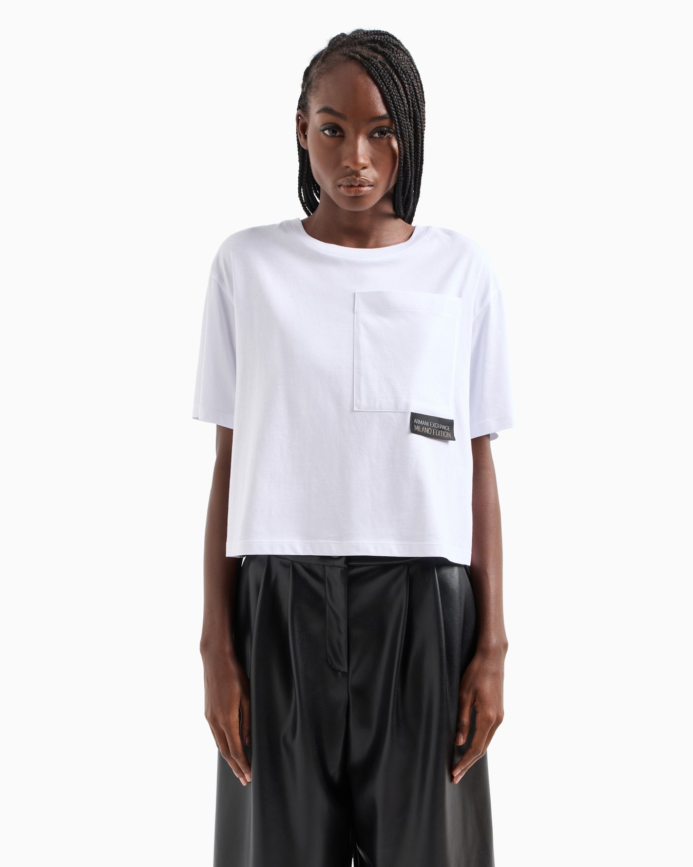 Cropped T-shirt with monogram logo in ASV cotton Diapositiva 1