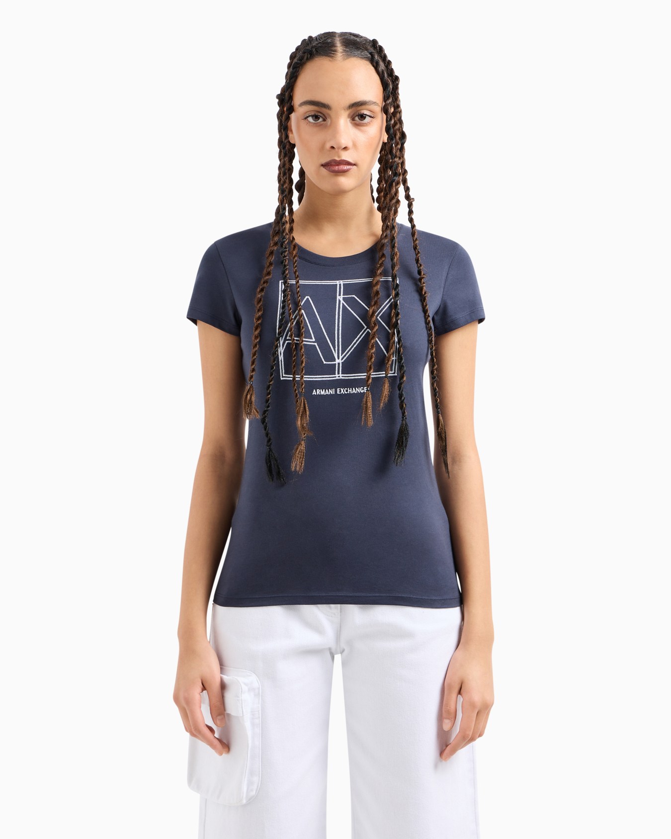 Slim fit T-shirt in stretch cotton jersey Slide 1
