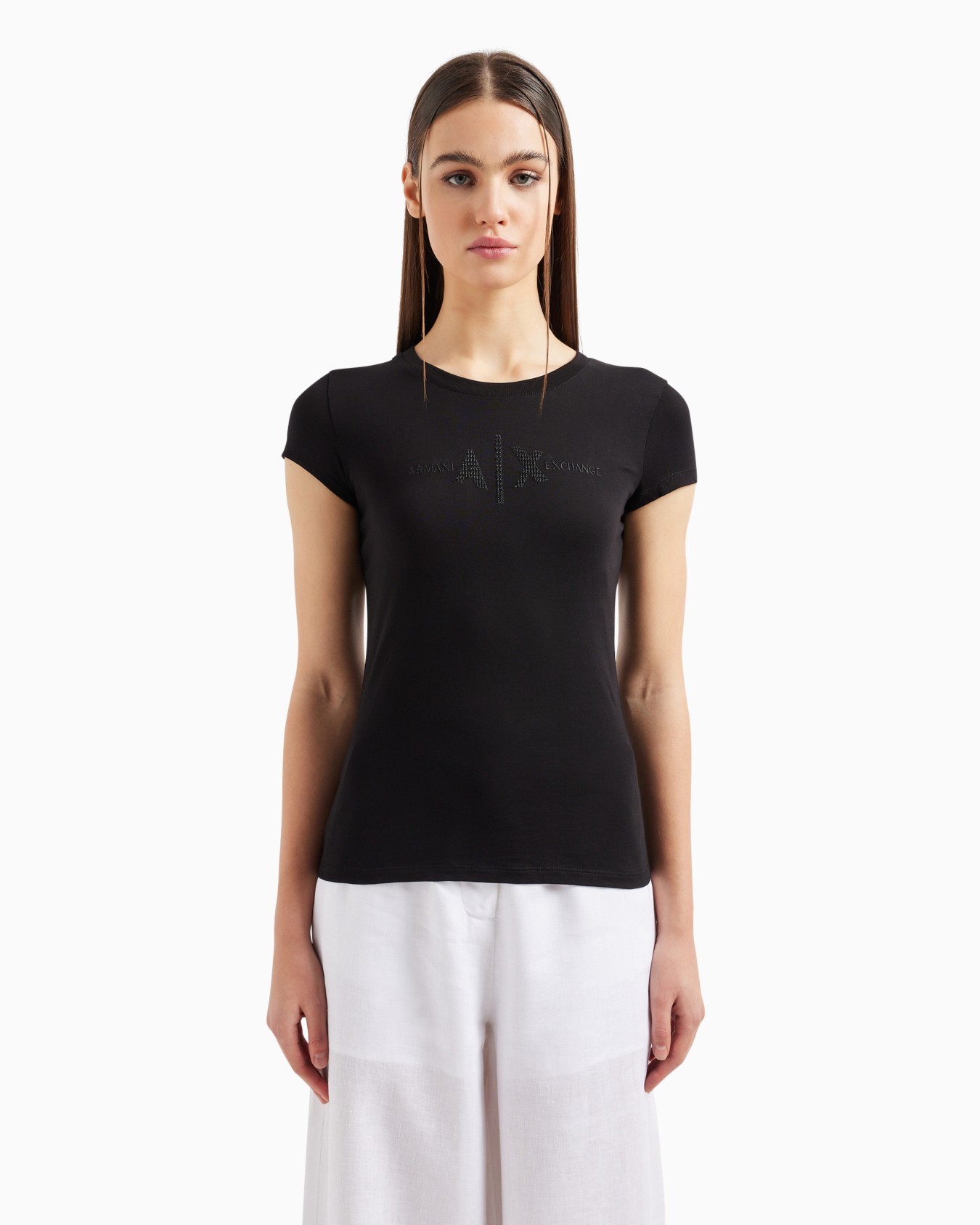 Slim fit T-shirt in stretch cotton jersey Slide 1