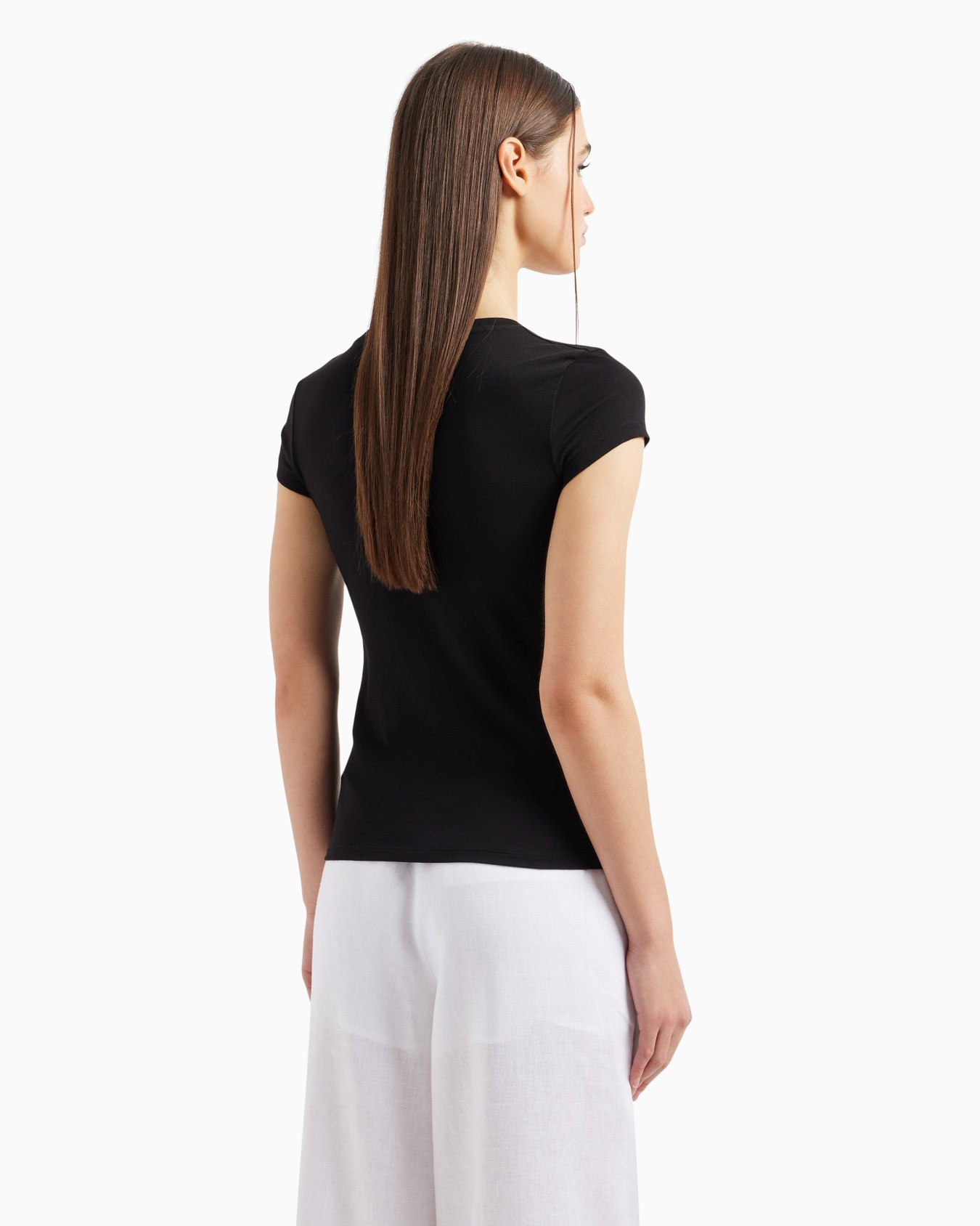 Slim fit T-shirt in stretch cotton jersey Slide 2