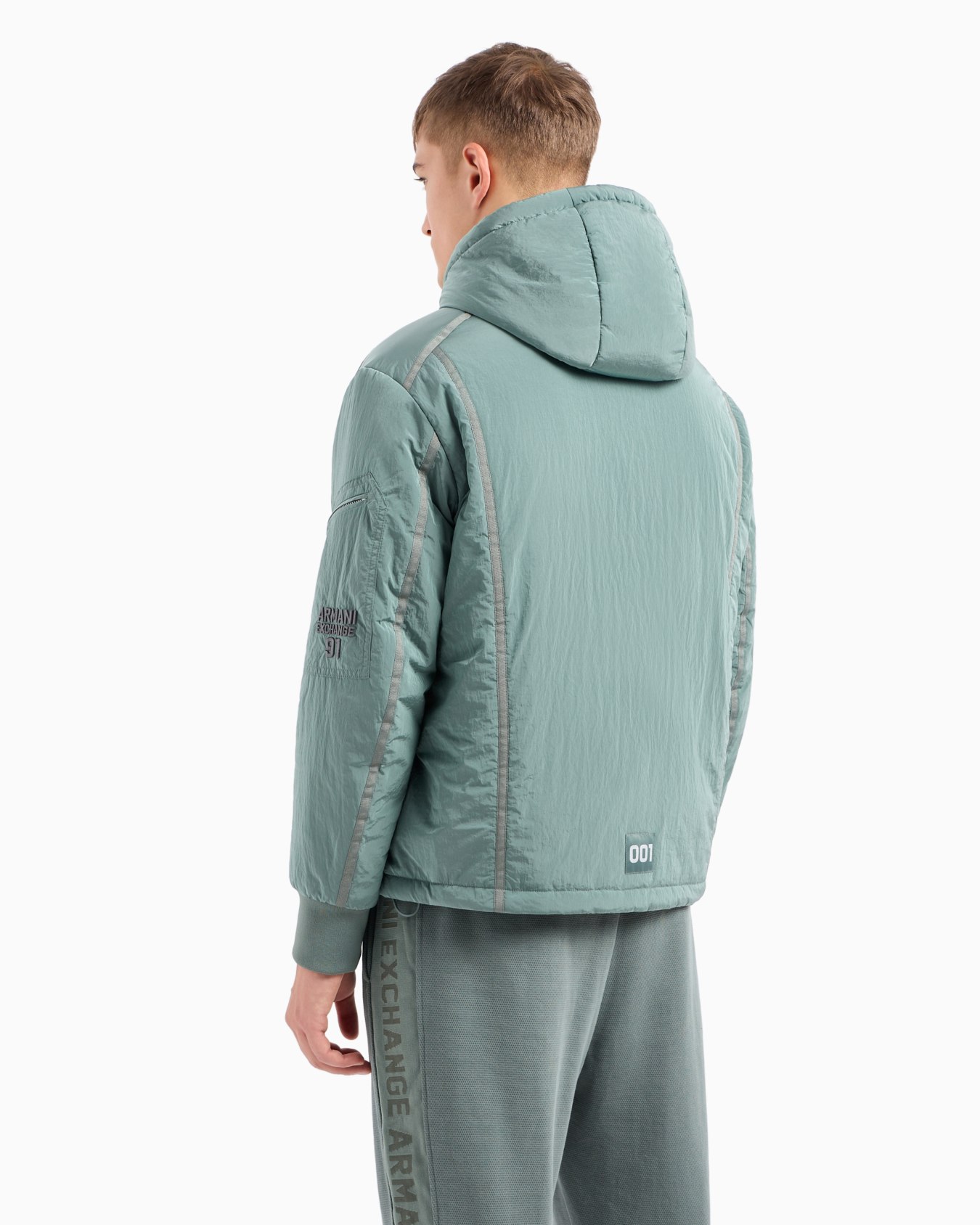 Crinkle fabric jacket with hood Slide 2