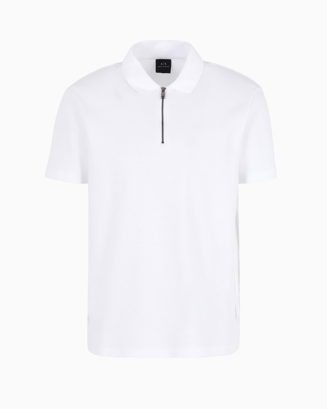 Regular fit pique polo shirt with zip Slide 0