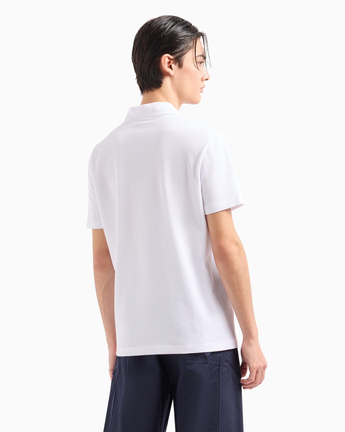 Regular fit pique polo shirt with zip Slide 2