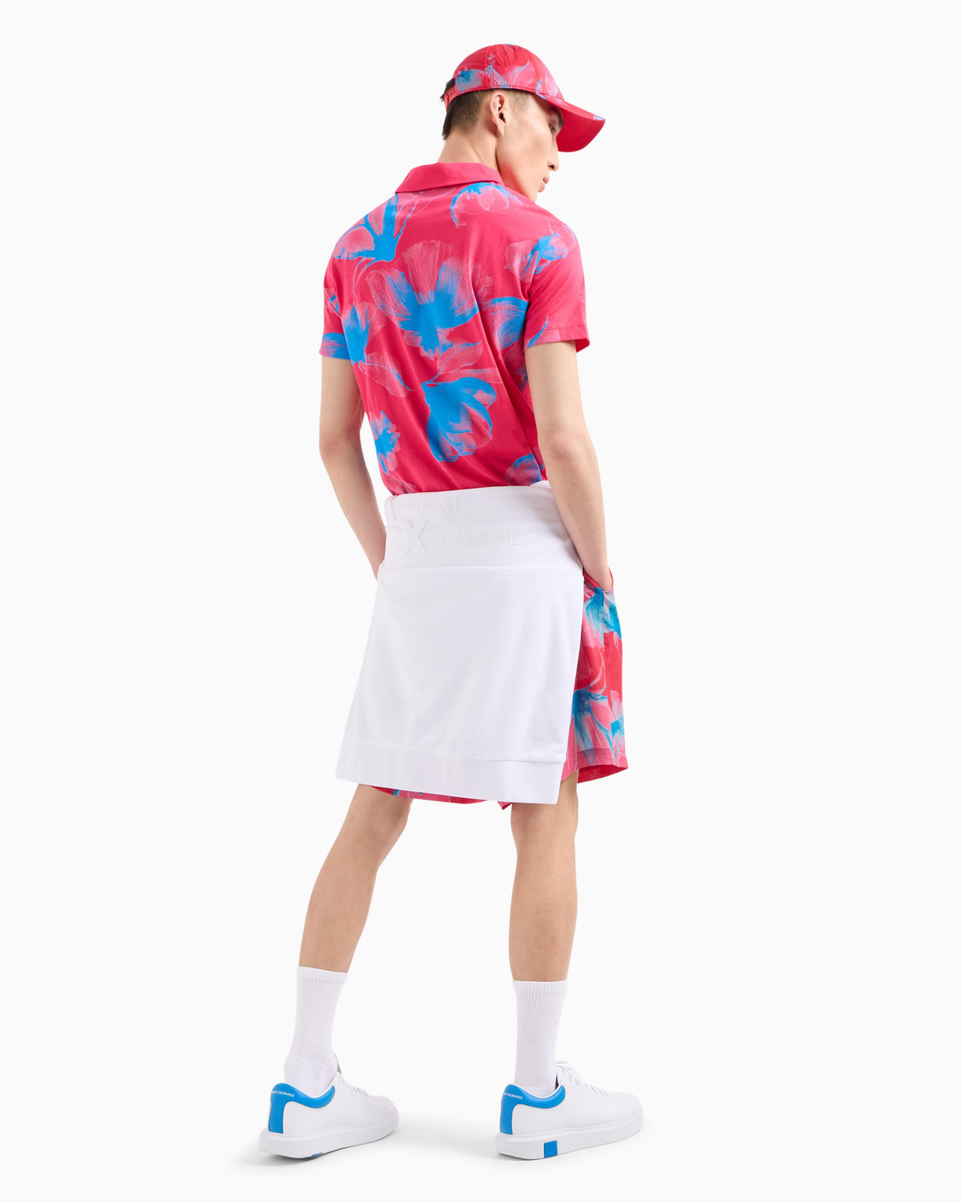 Regular fit cotton polo shirt with short patterned sleeves Diapositiva 3
