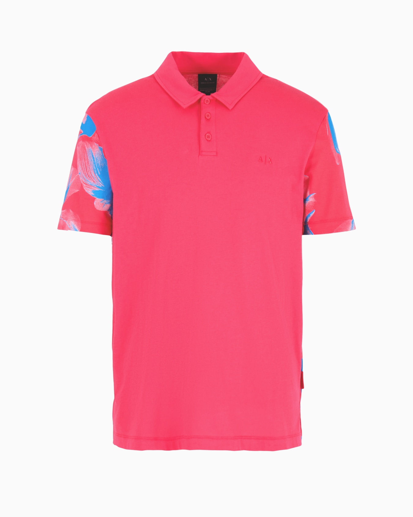 Regular fit cotton polo shirt with short patterned sleeves Diapositiva 0