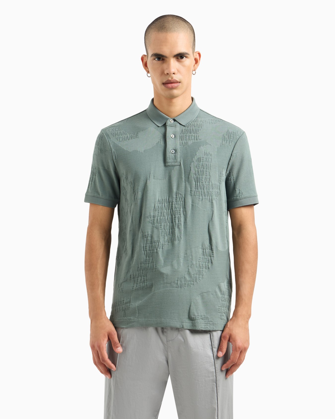 Regular fit polo shirt in jacquard jersey Diapositiva 1