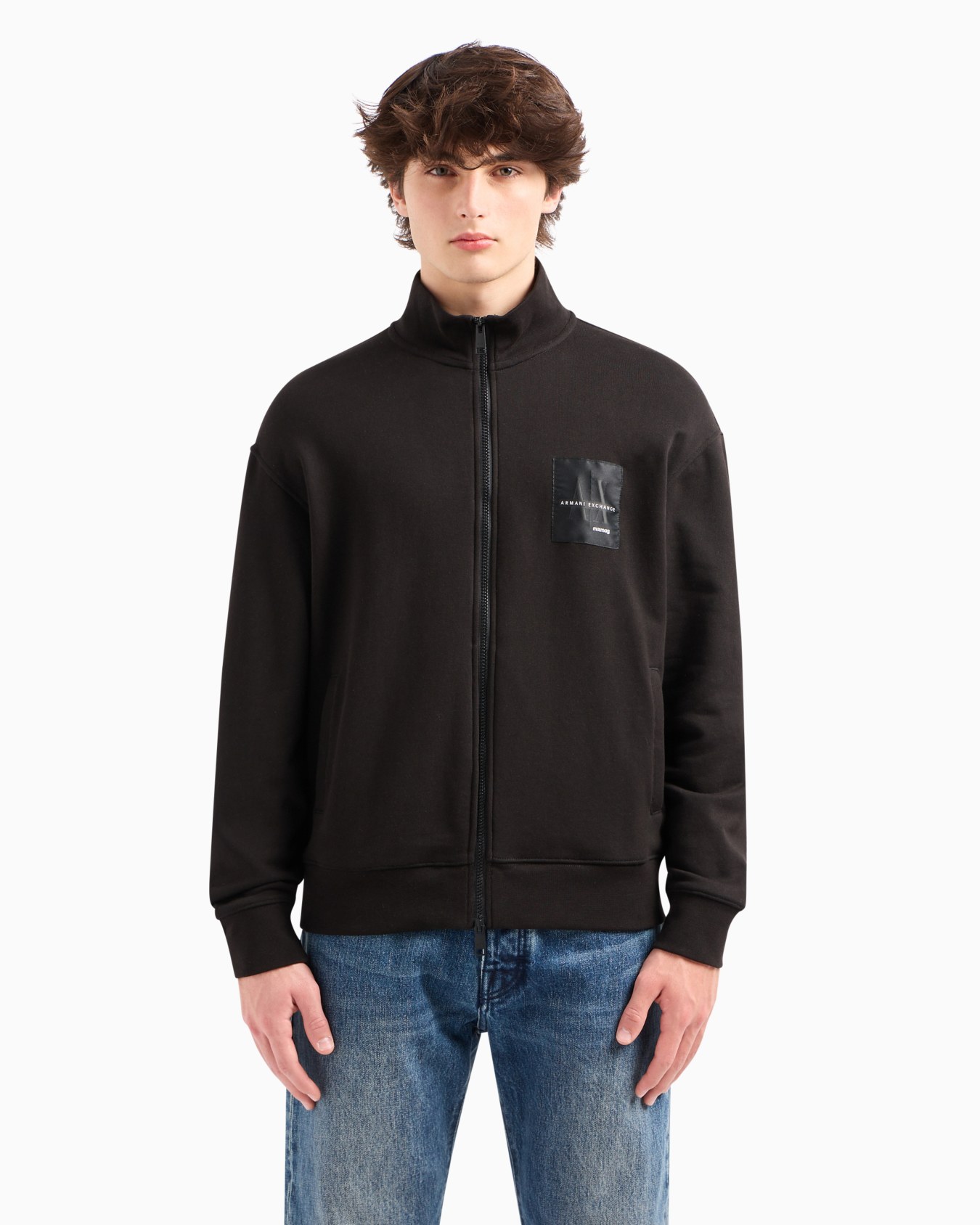 Stretch fabric zip-up sweatshirt Slide 1