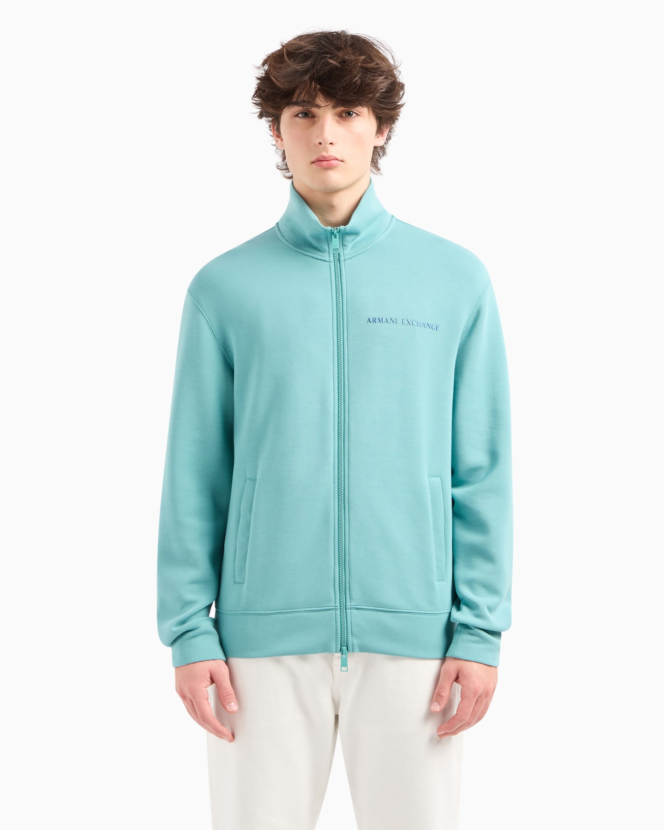 グラデーションロゴ　ジップアップスウェットシャツ スライドする 1