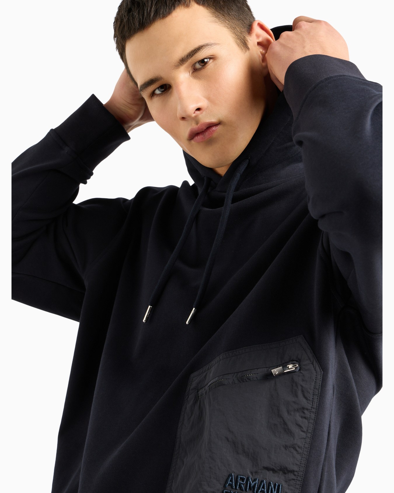 Stretch fabric zip-up hoodie Slide 4
