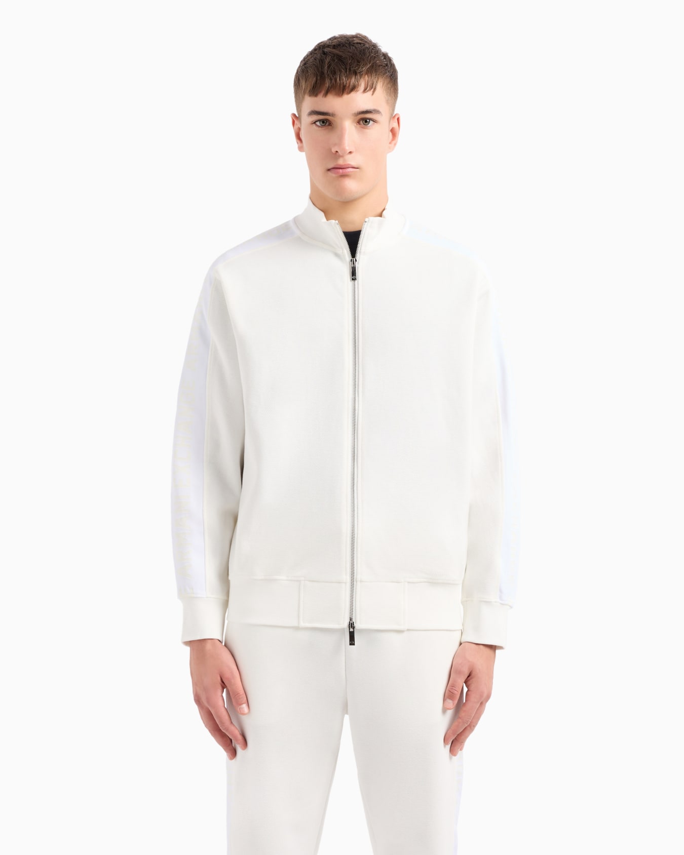Stretch fabric zip-up sweatshirt Slide 1