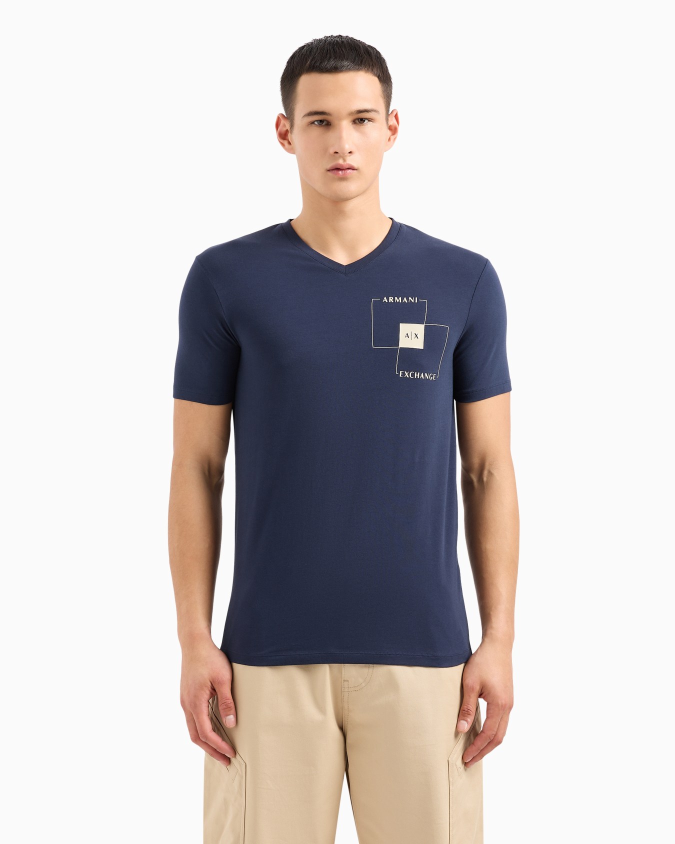 Slim fit T-shirt in stretch cotton jersey Slide 1