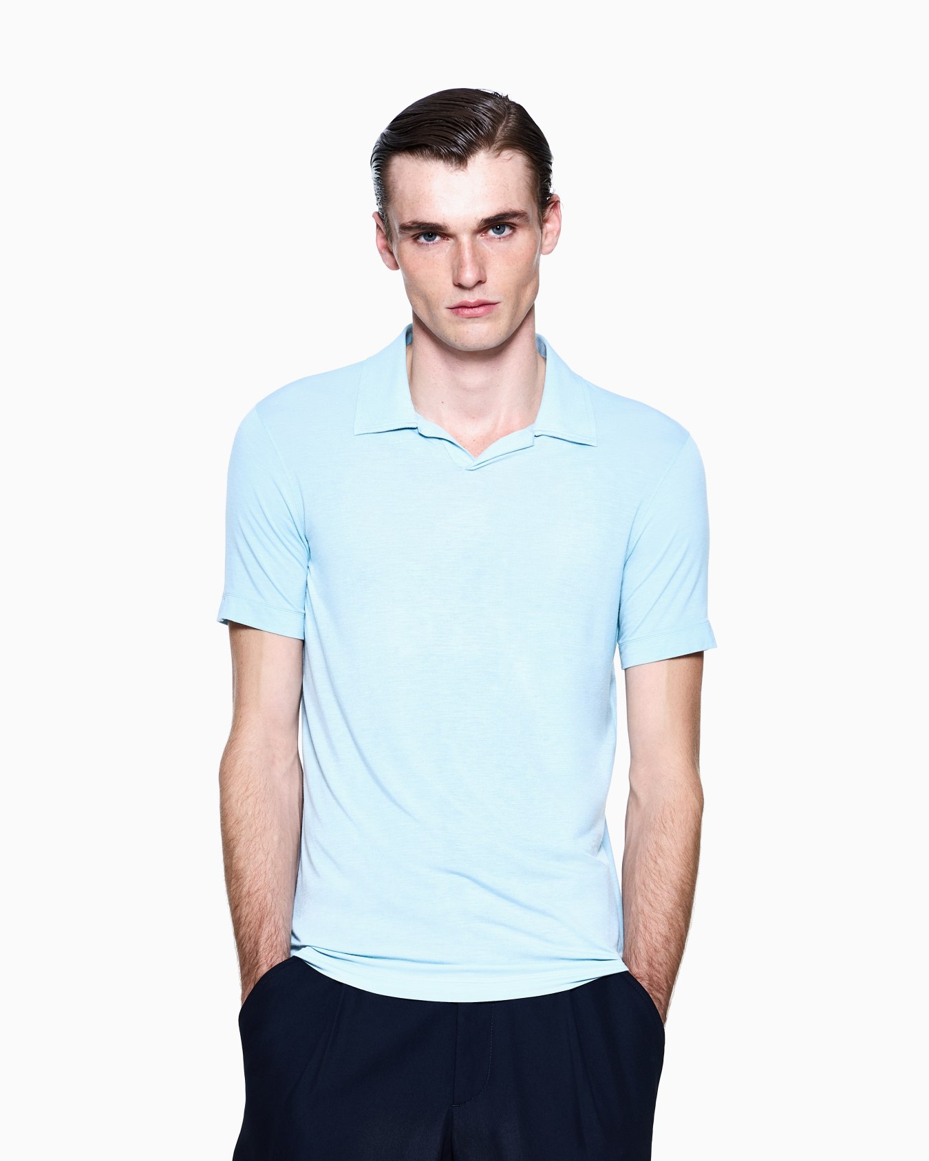 Polo de manga corta de punto elástico de viscosa ASV Diapositiva 3