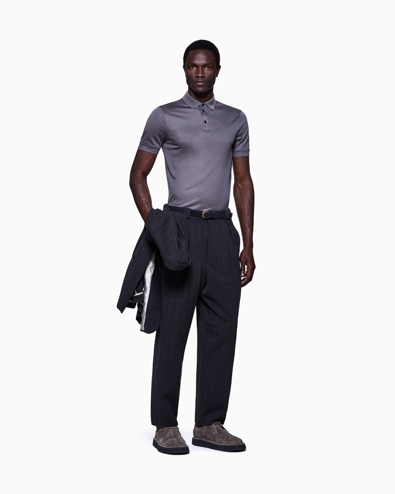 Pure virgin-wool piqué polo shirt Slide 1