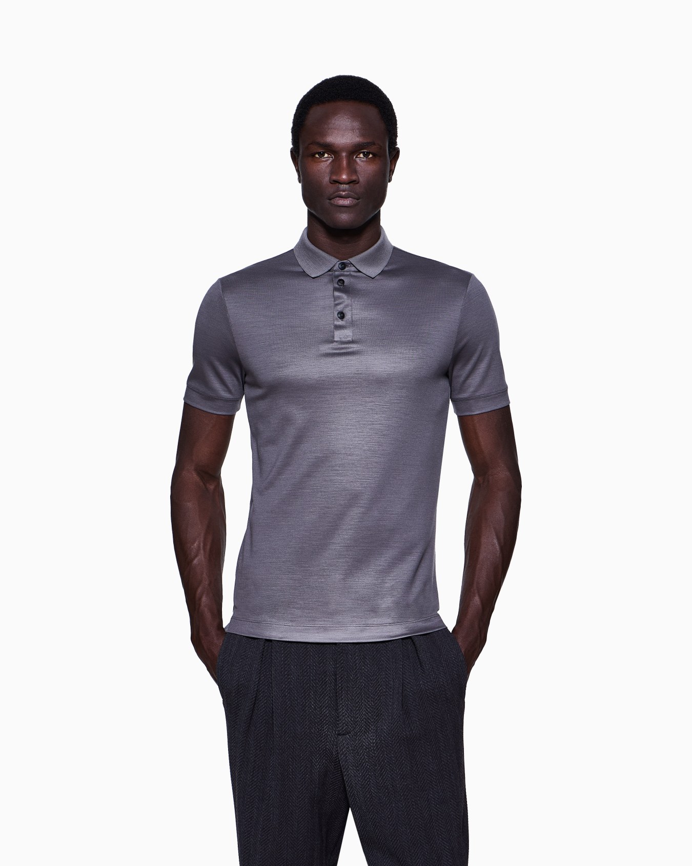 Pure virgin-wool piqué polo shirt Slide 3