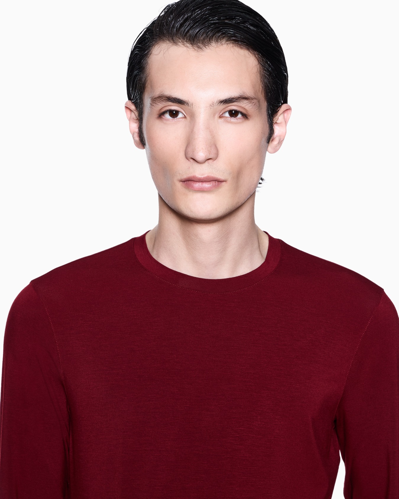 ASV stretch viscose jersey jumper with crew neck and long sleeves Slide 4