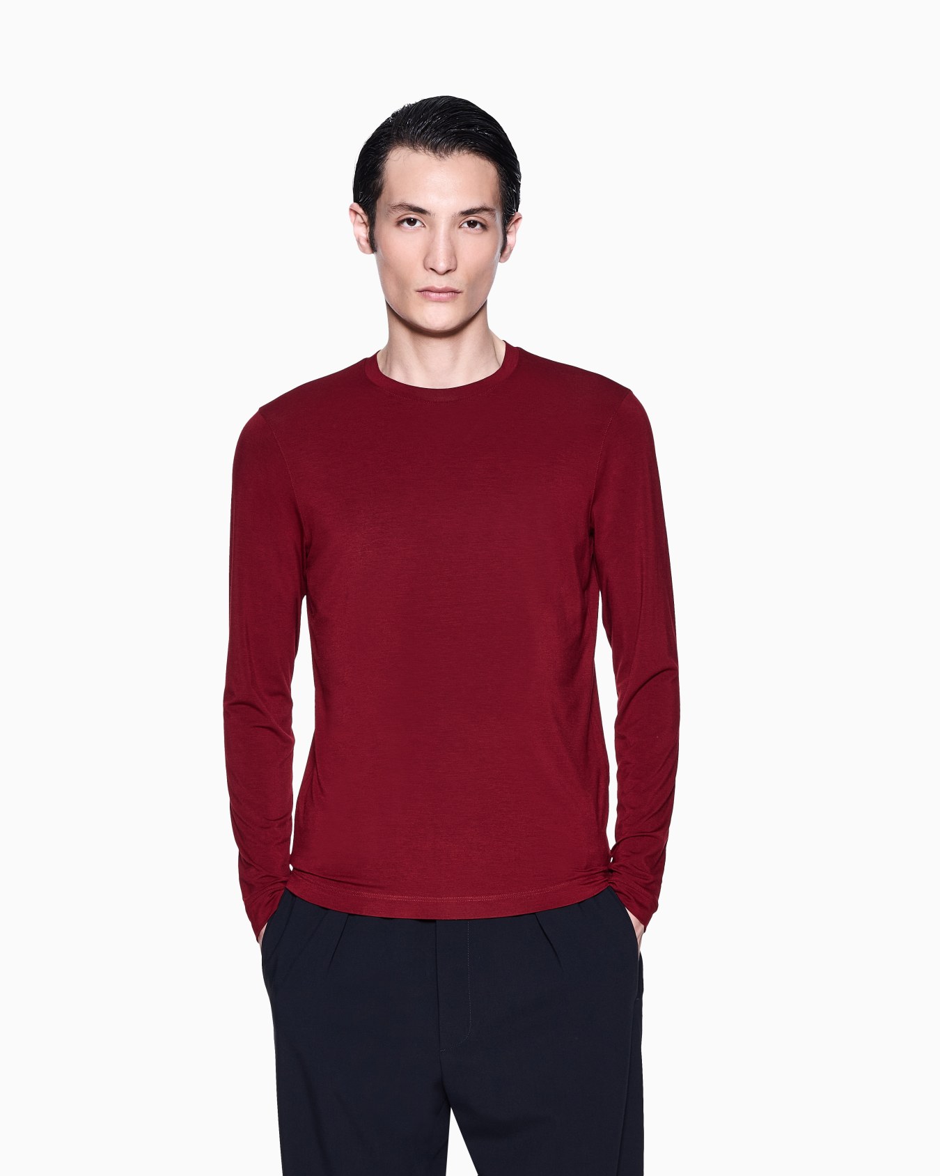 ASV stretch viscose jersey jumper with crew neck and long sleeves Slide 3