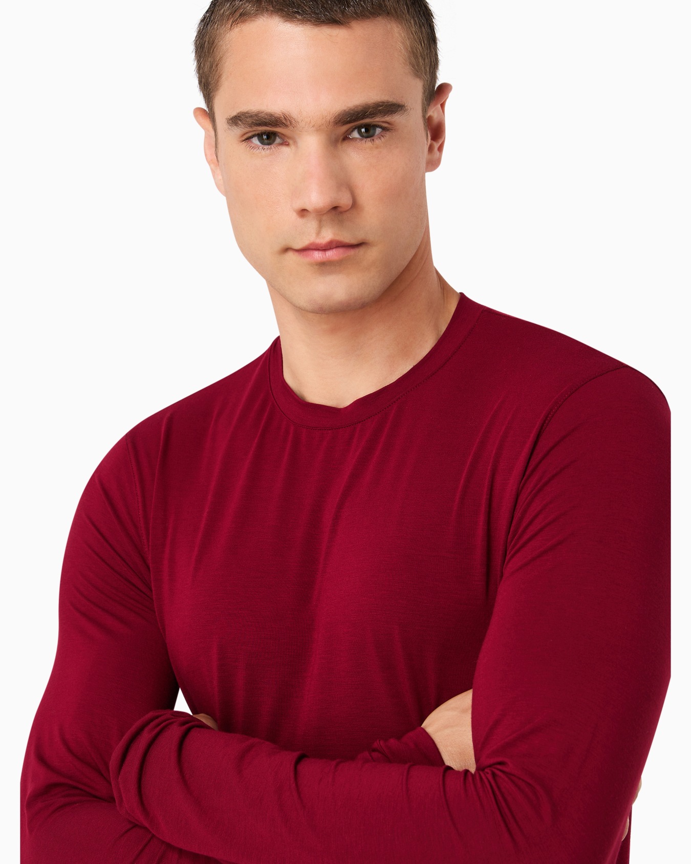 Stretch viscose jersey jumper with crew neck and long sleeves Slide 5