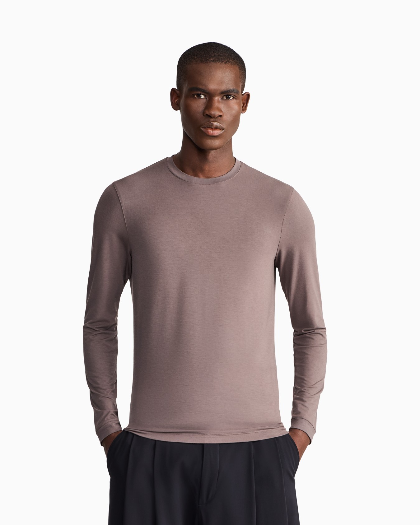 Pull en jersey de viscose stretch à col rond exclusivité web Diapositive 3