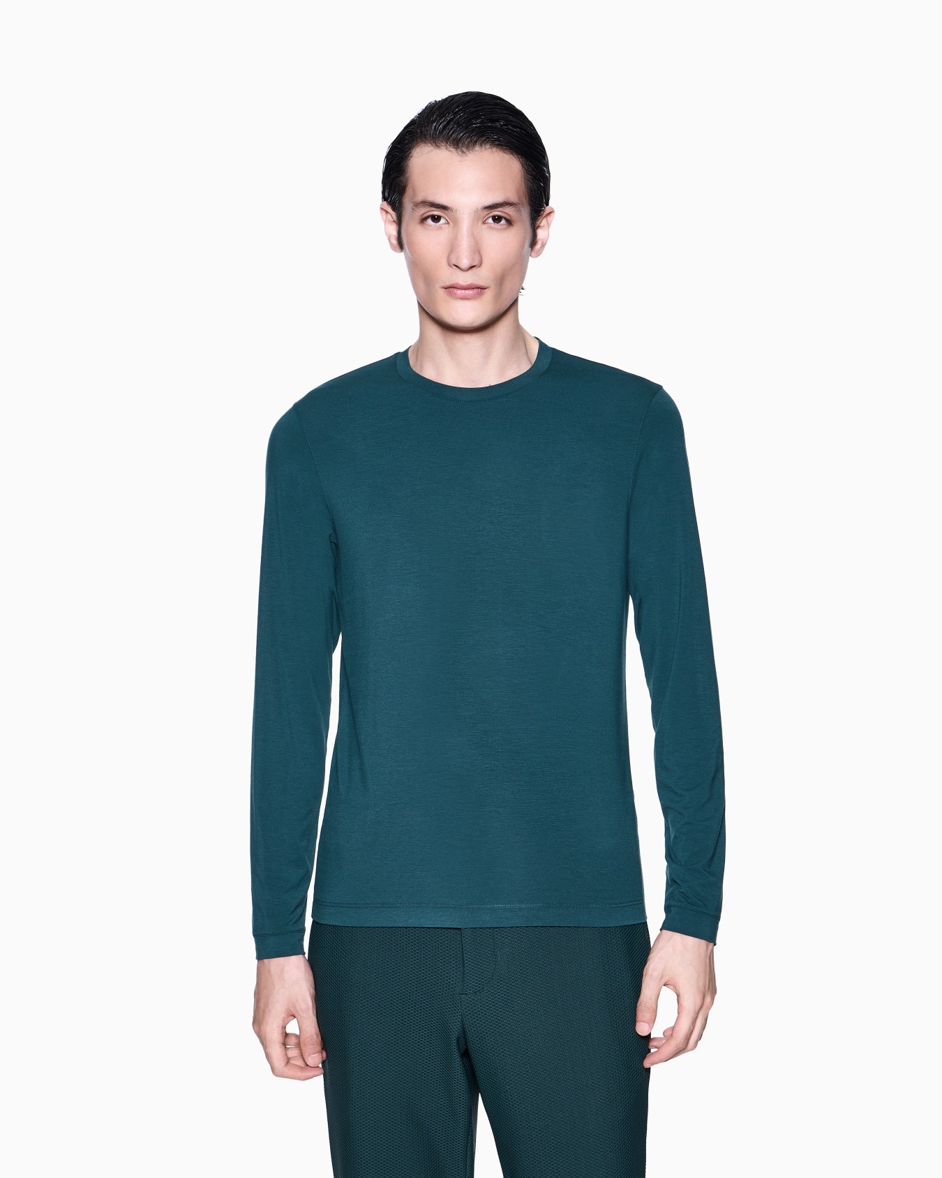 ASV stretch viscose jersey jumper with crew neck and long sleeves Slide 3