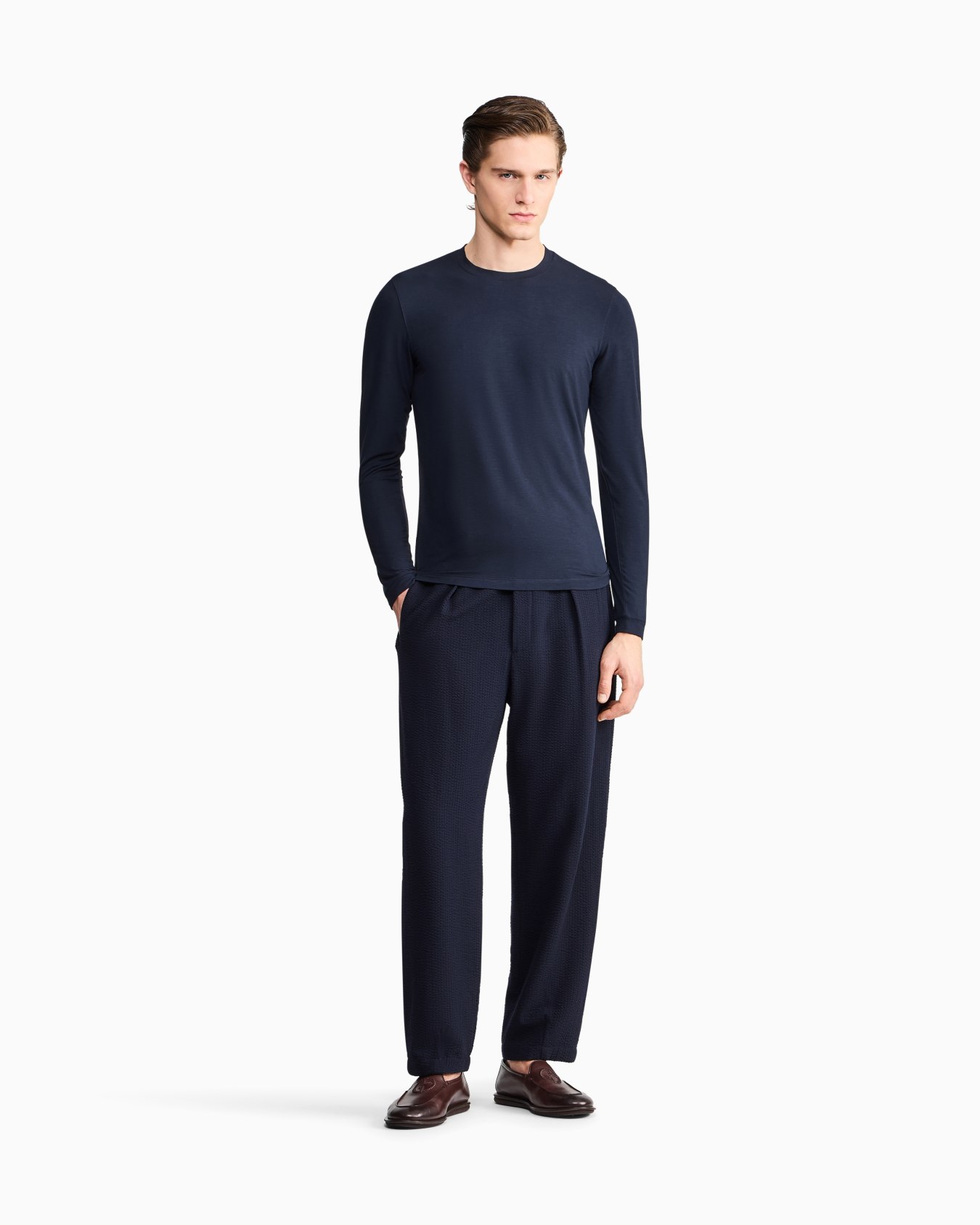 ASV stretch viscose jersey jumper with crew neck and long sleeves Slide 1