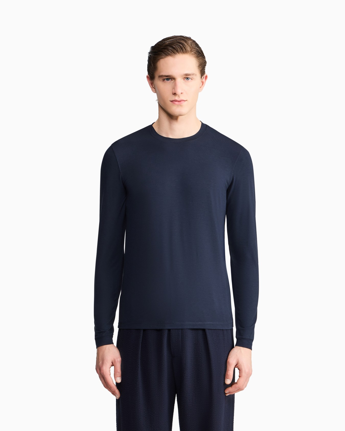 ASV stretch viscose jersey jumper with crew neck and long sleeves Slide 3