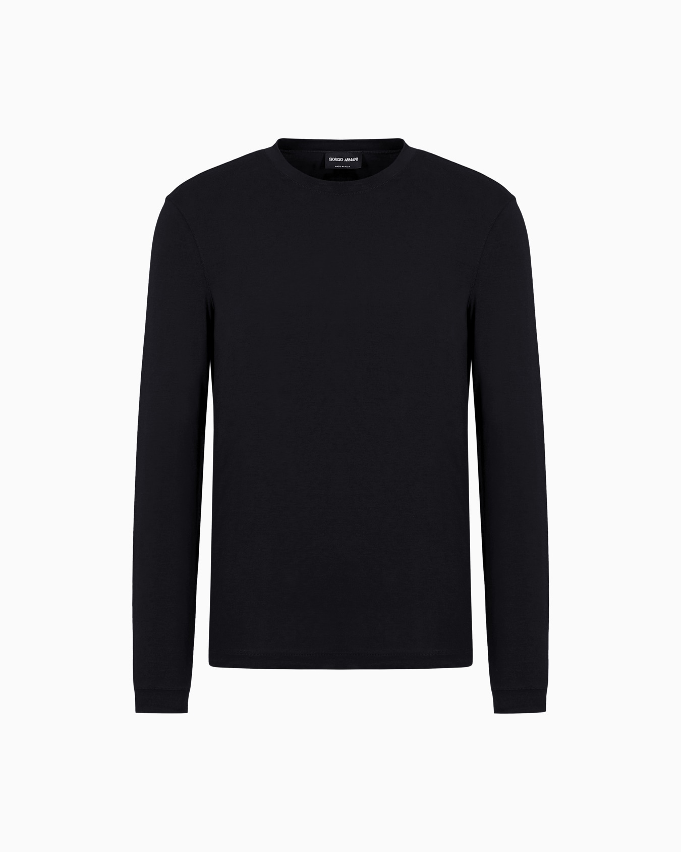 Stretch viscose jersey jumper with crew neck and long sleeves Slide 0