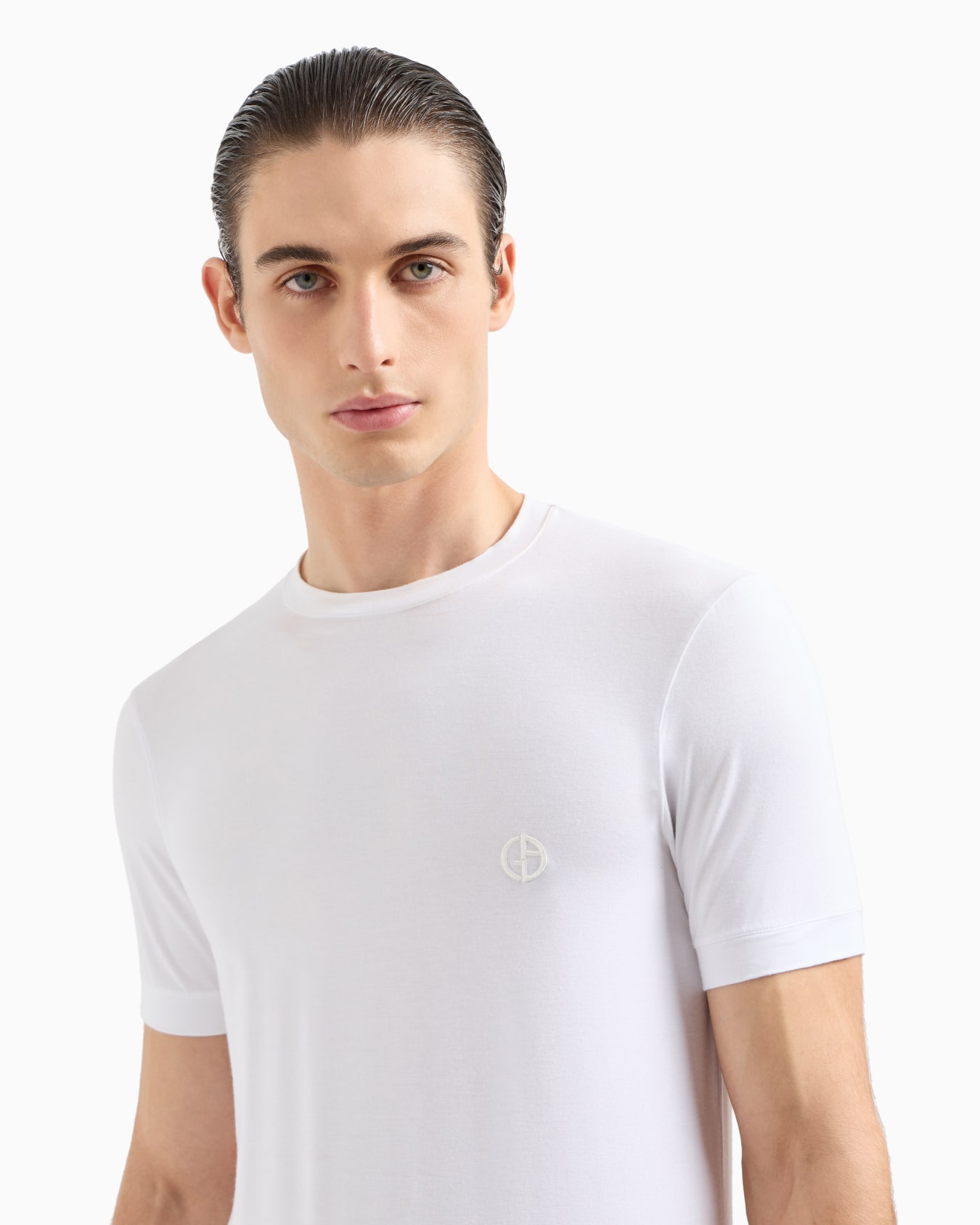 Jersey en punto de viscosa elástica con cuello redondo y manga corta ASV Diapositiva 4