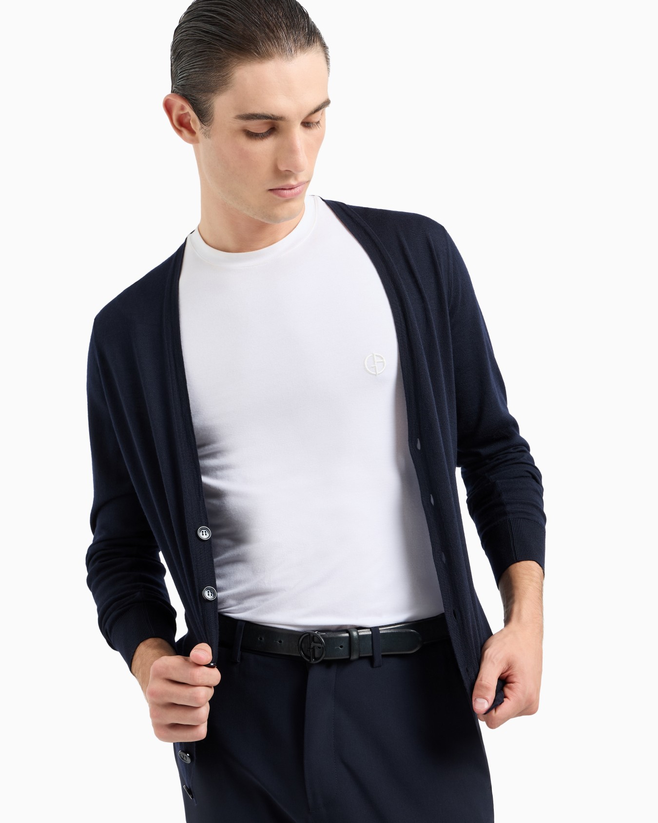 Jersey en punto de viscosa elástica con cuello redondo y manga corta ASV Diapositiva 5