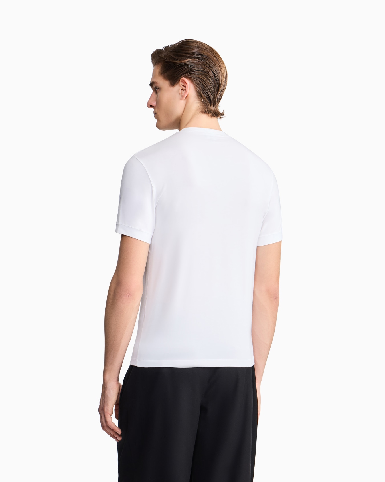 T-shirt à col rond en jersey de viscose stretch avec broderie ASV Diapositive 5