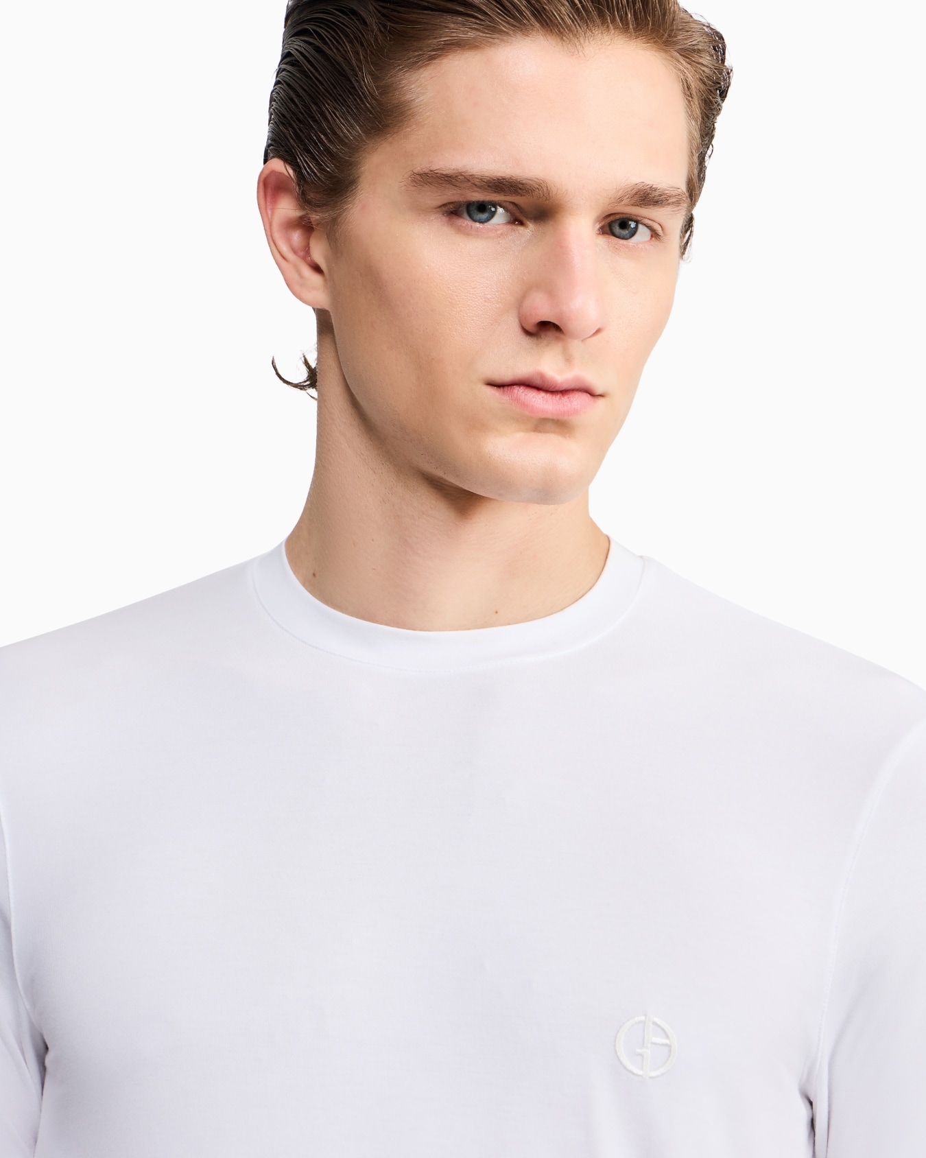 T-shirt à col rond en jersey de viscose stretch avec broderie ASV Diapositive 6