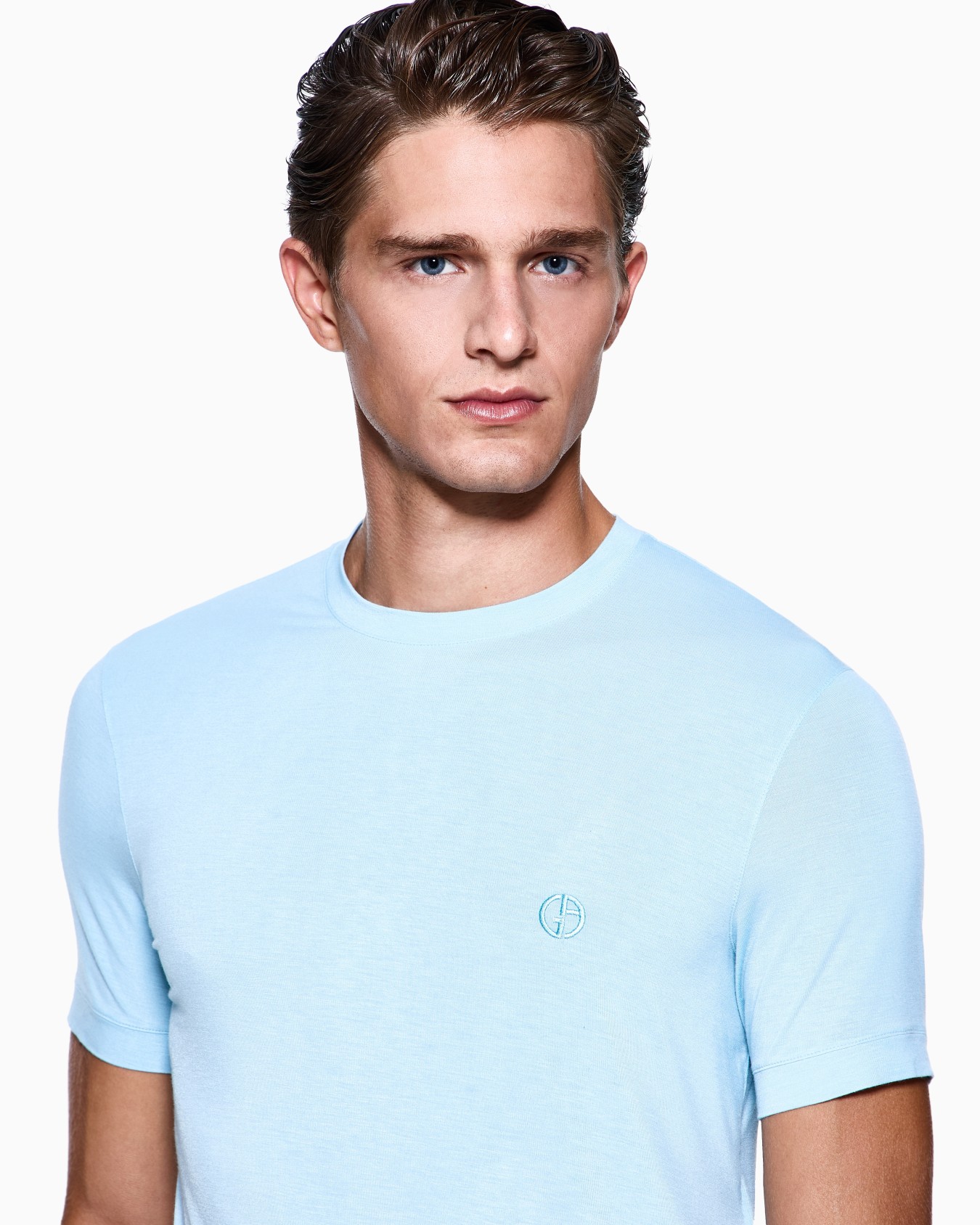 ASV stretch viscose jersey jumper with crew neck and short sleeves Slide 4