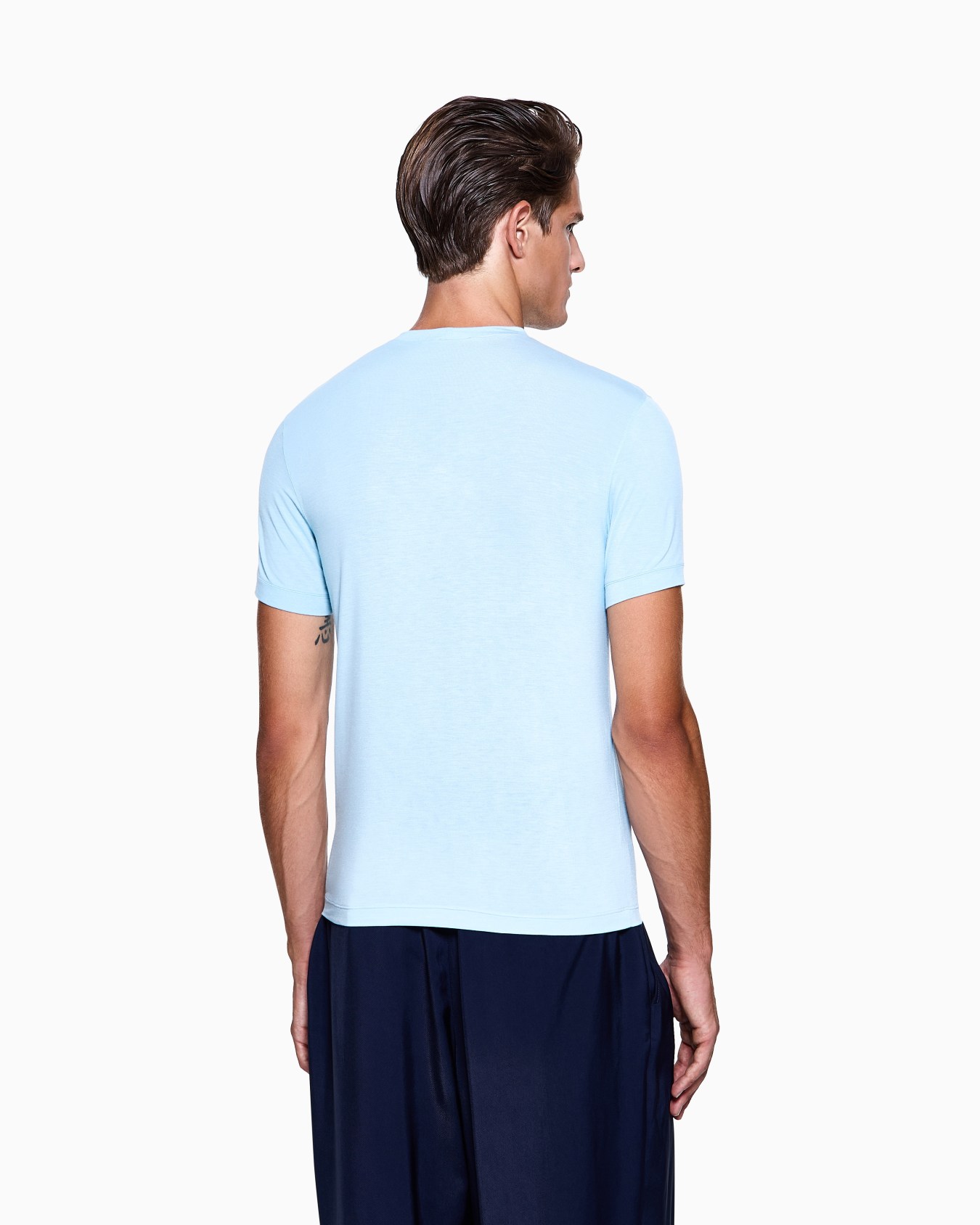 ASV stretch viscose jersey jumper with crew neck and short sleeves Slide 2