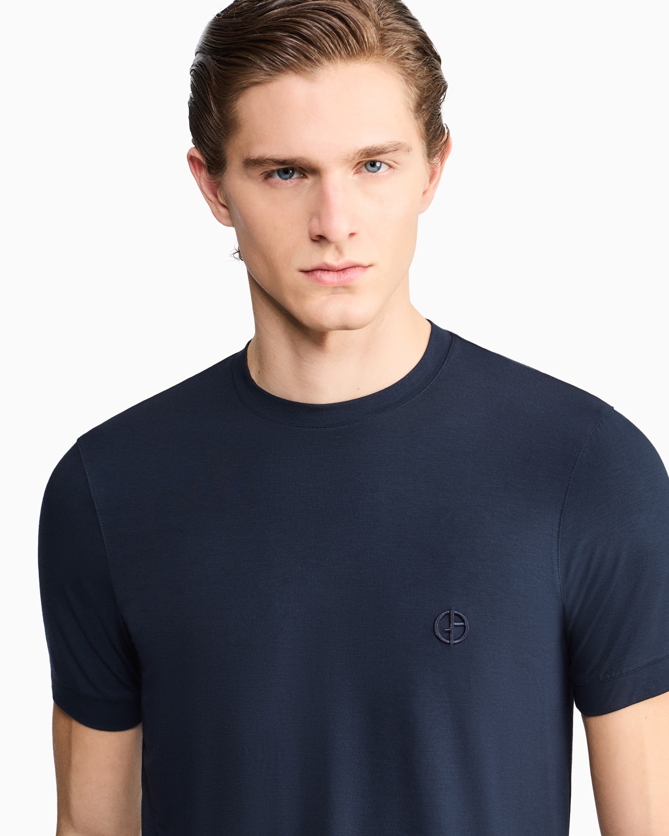 ASV stretch viscose jersey jumper with crew neck and short sleeves Slide 6