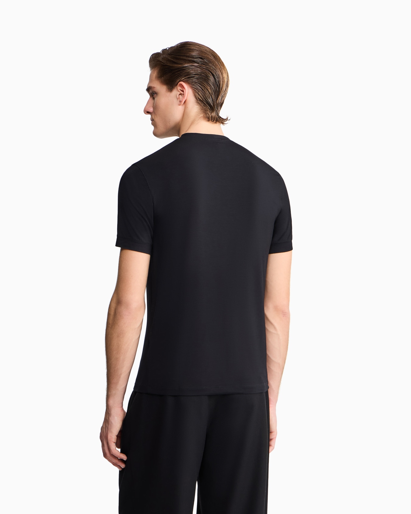 T-shirt à col rond en jersey de viscose stretch avec broderie ASV Diapositive 5