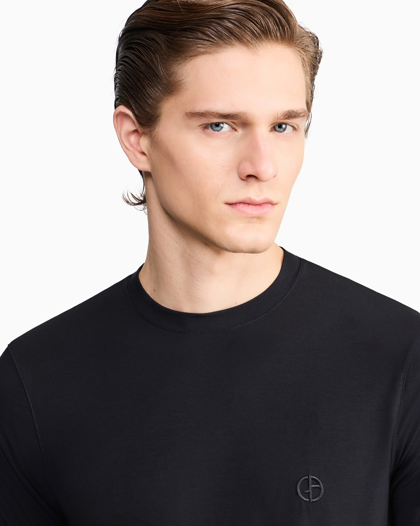 T-shirt à col rond en jersey de viscose stretch avec broderie ASV Diapositive 6