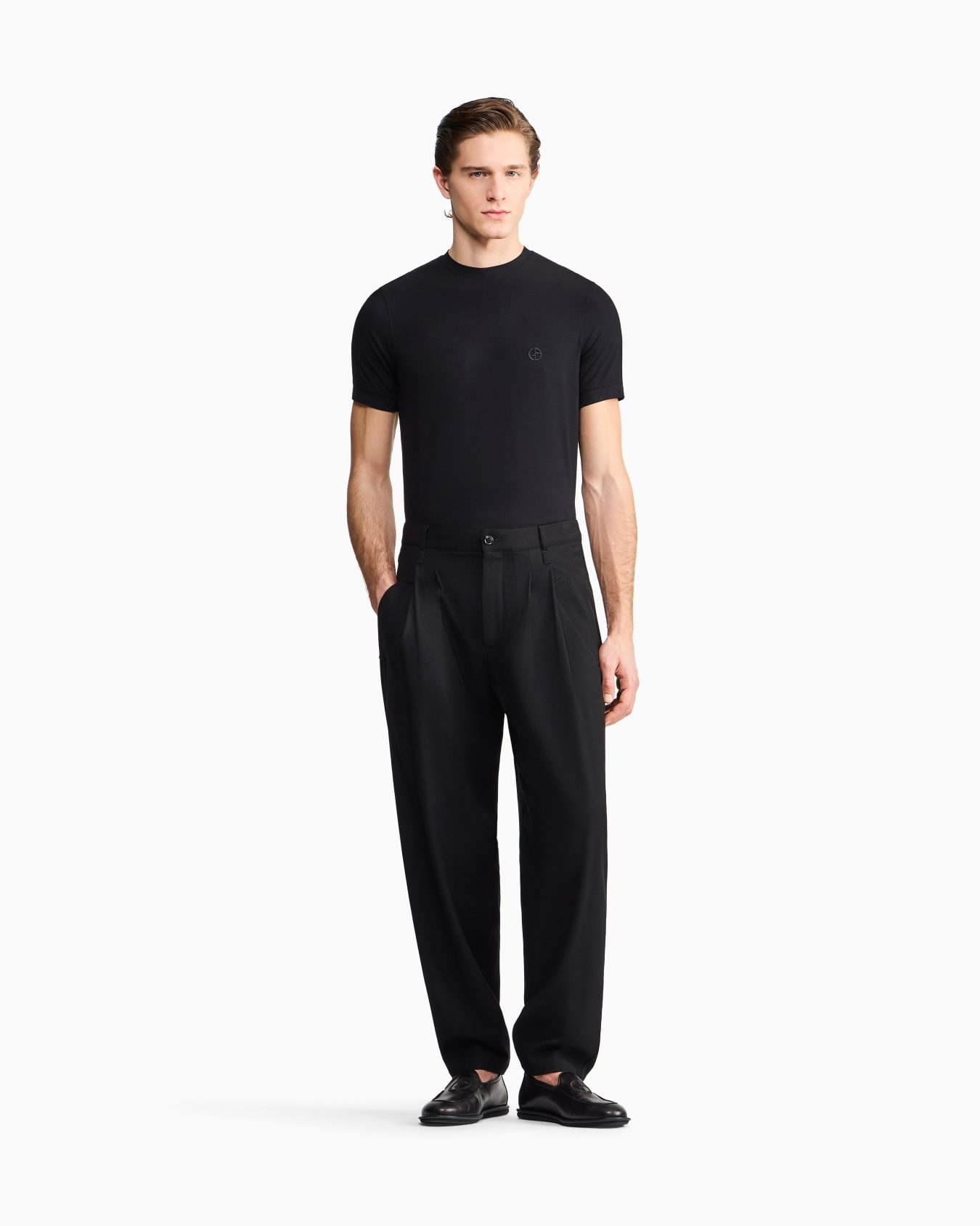 T-shirt à col rond en jersey de viscose stretch avec broderie ASV Diapositive 1