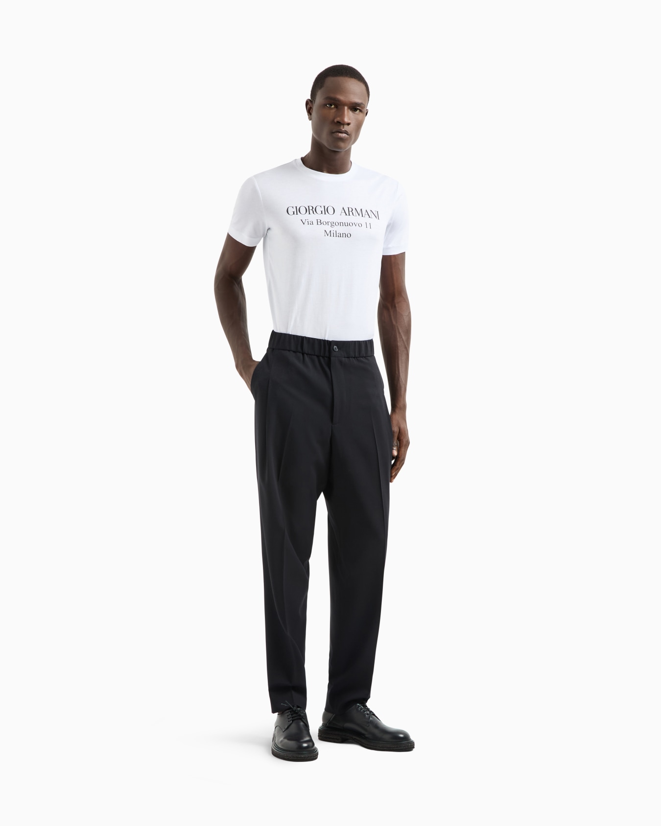 Borgonuovo 11 crew-neck T-shirt in Pima cotton jersey Slide 1