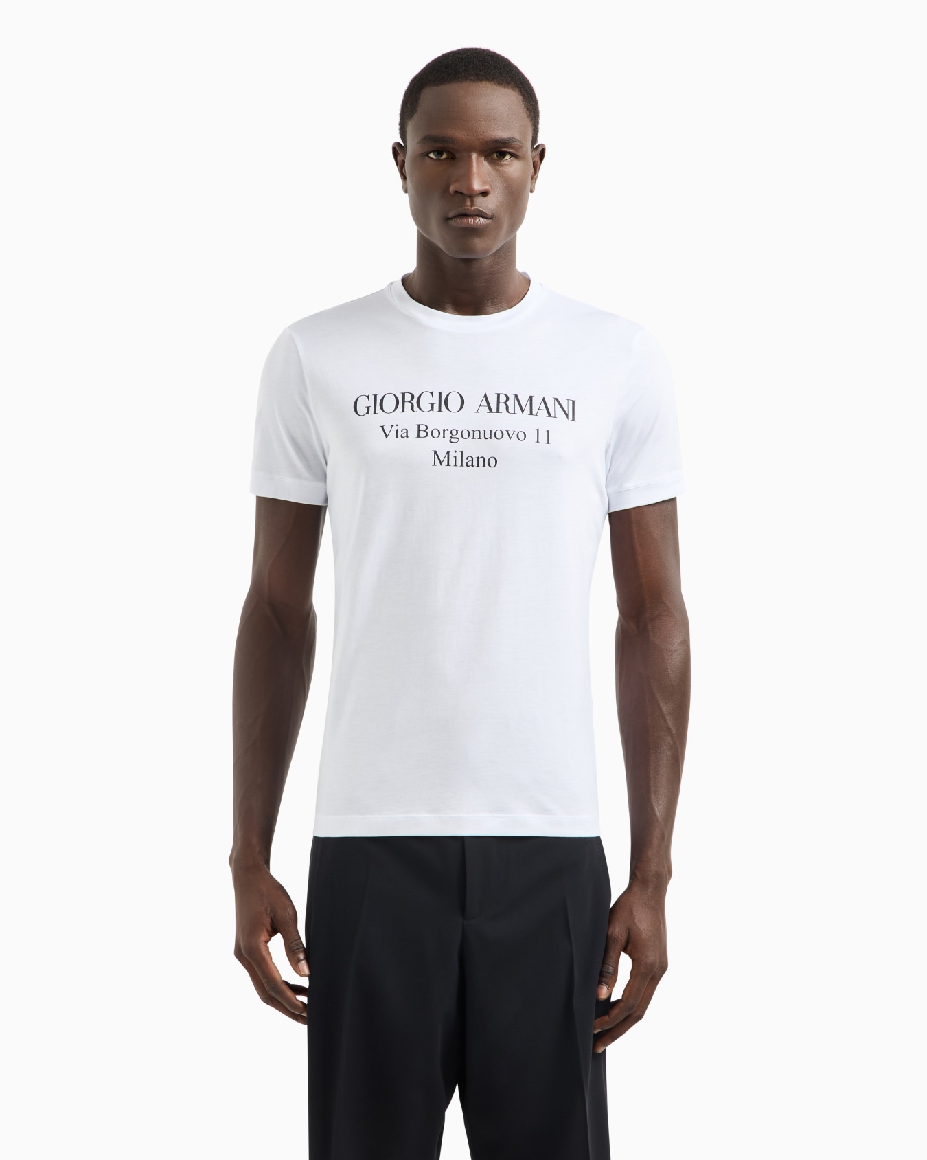 Borgonuovo 11 crew-neck T-shirt in Pima cotton jersey Slide 3