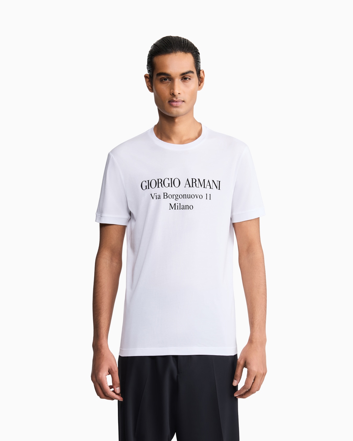 Borgonuovo 11 crew-neck T-shirt in Pima cotton jersey Slide 3