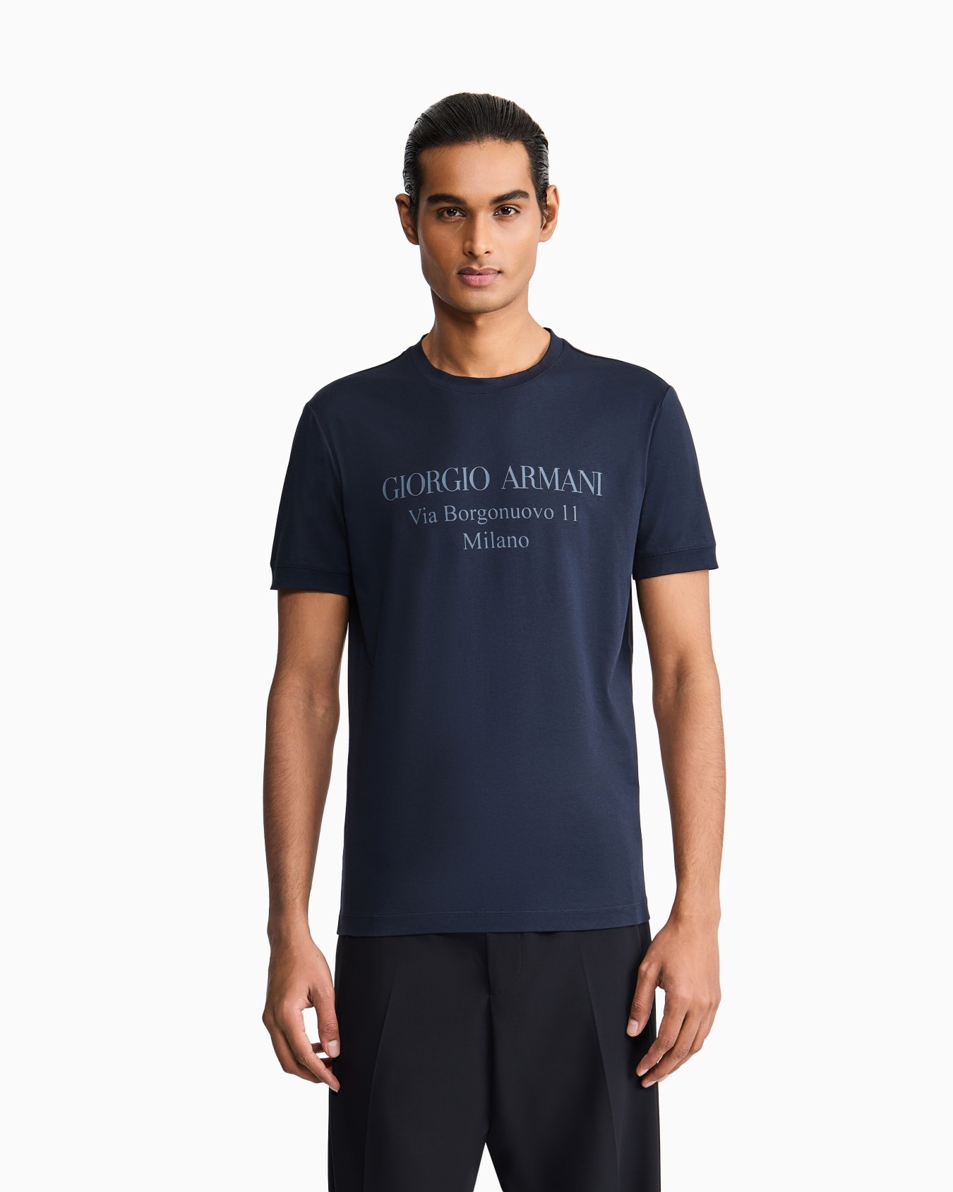 Borgonuovo 11 crew-neck T-shirt in Pima cotton jersey Slide 3