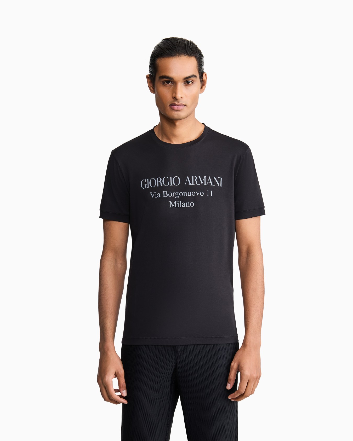 Borgonuovo 11 crew-neck T-shirt in Pima cotton jersey Slide 3