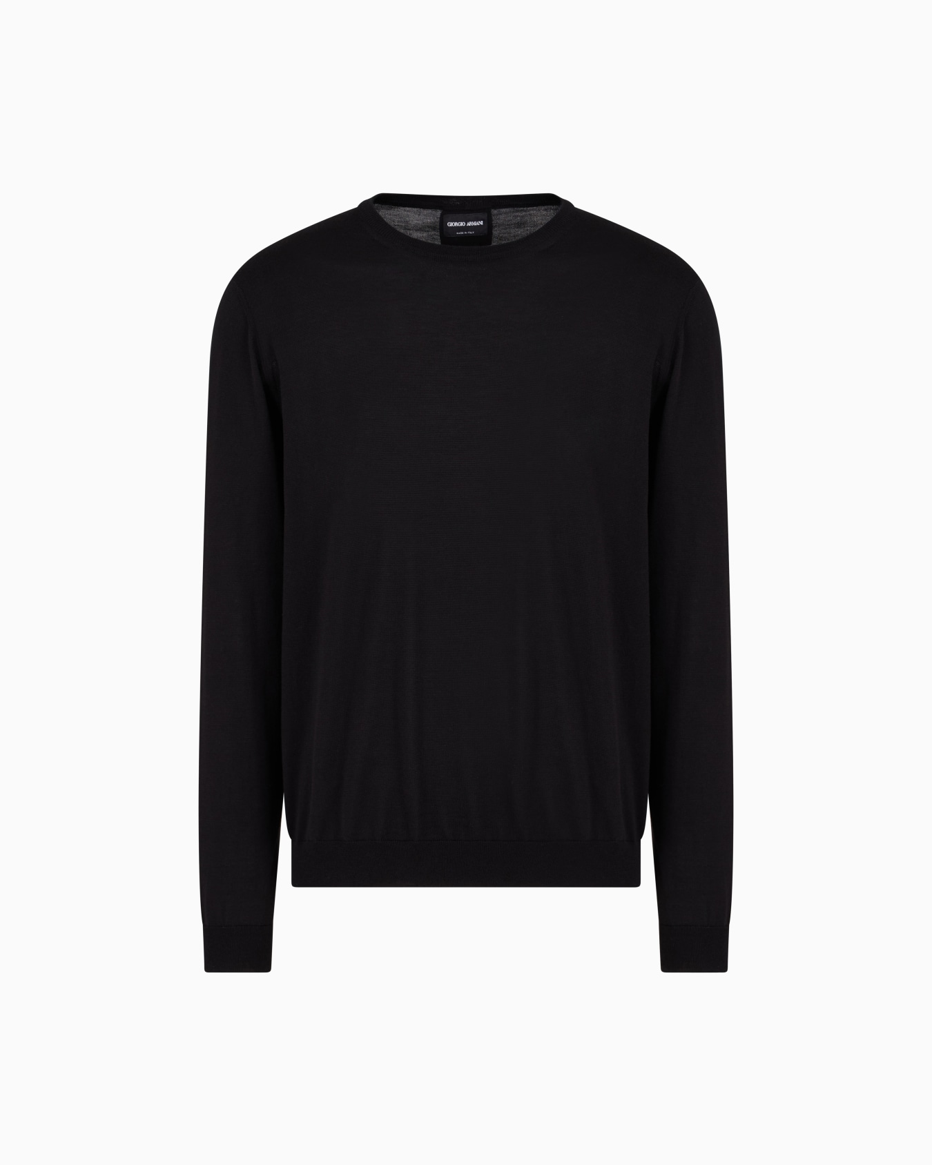 Jersey de seda y algodón con cuello redondo y manga larga Diapositiva 0